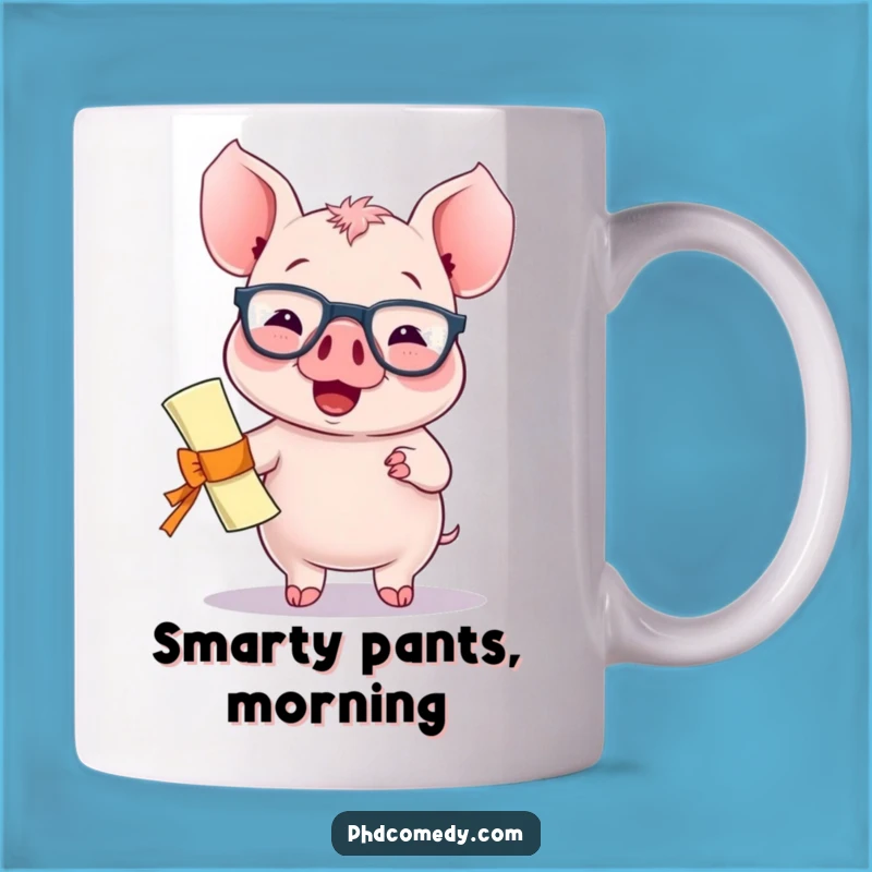 Funny Kawaii Piglet Diploma Mug: Smarty Pants Humor, Great Funny Gift