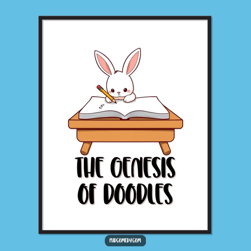 Funny Kawaii Rabbit Digital Art: Scribble Download, Instant Funny Gift