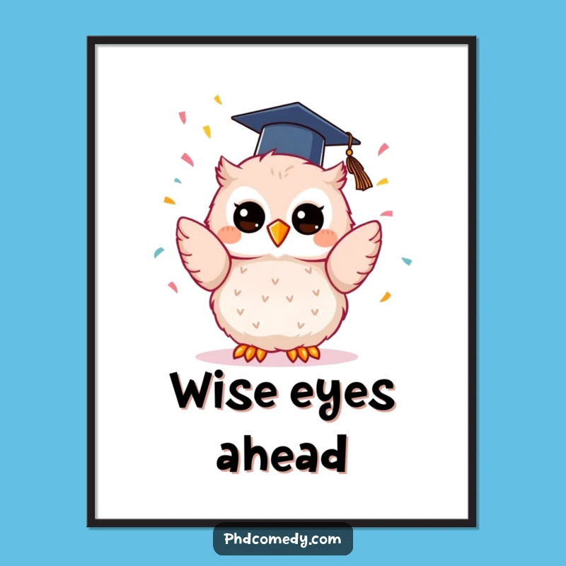 Funny Kawaii Owl Graduation Digital Art: Confetti Joy Download, Instant Funny Gift