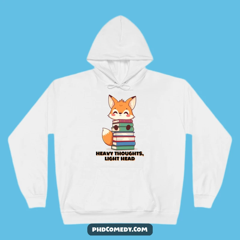 Cozy Funny Kawaii Fox Book Lover Hoodie: Study Balance Humor, Best Funny Gift