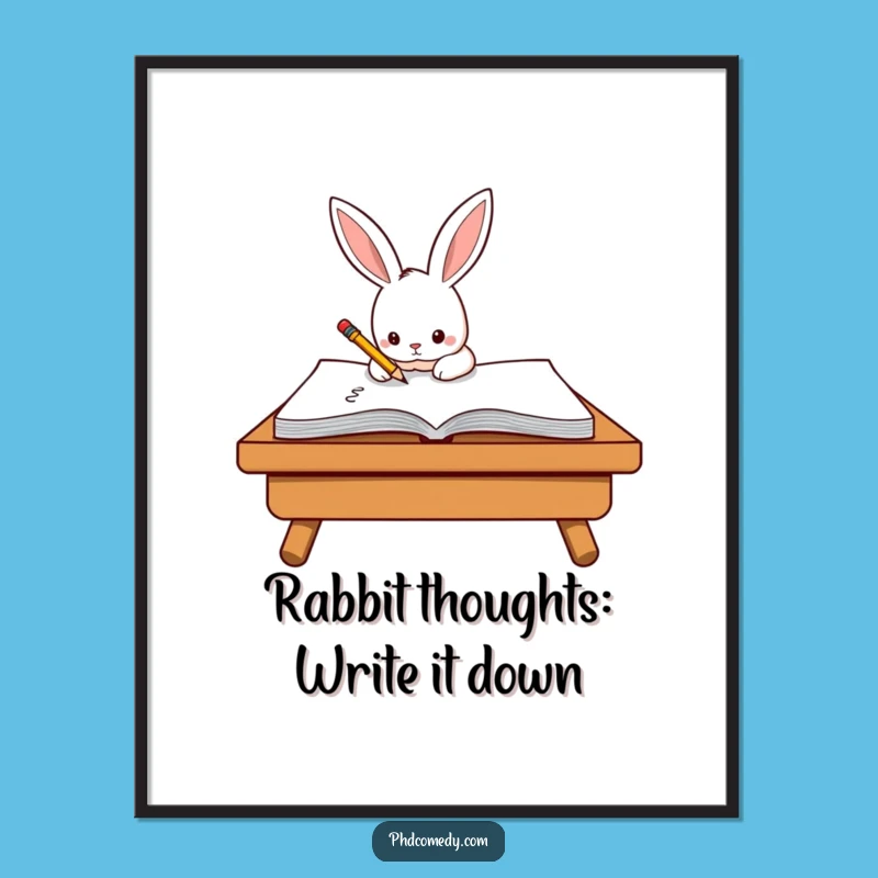 Free Printable Wall Art: Determined Rabbit Scribble, Funny Downloadable Decor