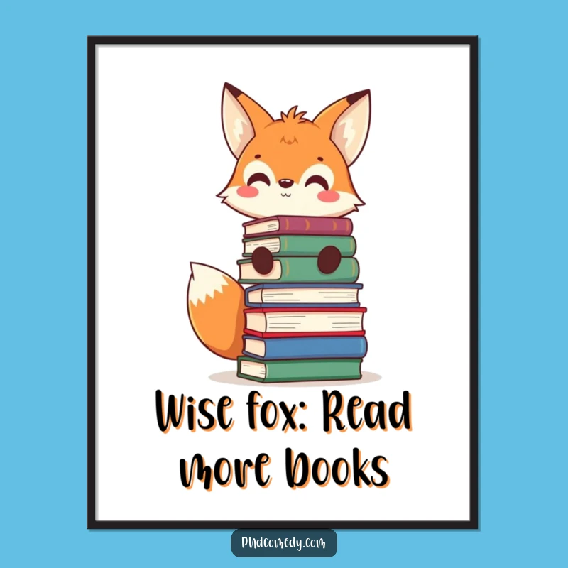 Free Printable Wall Art: Curious Fox Book Balance, Funny Downloadable Decor