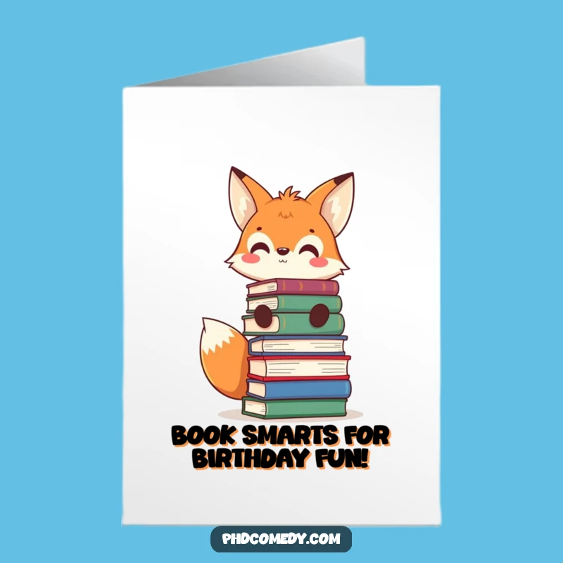 Free Printable Birthday Card: Fox Books Balance Act, Funny Downloadable Gift