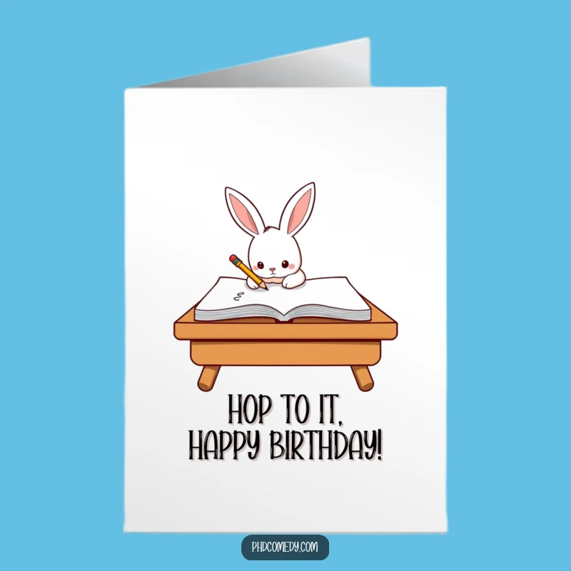 Free Printable Birthday Card: Rabbit's Busy Scribble, Funny Downloadable Gift