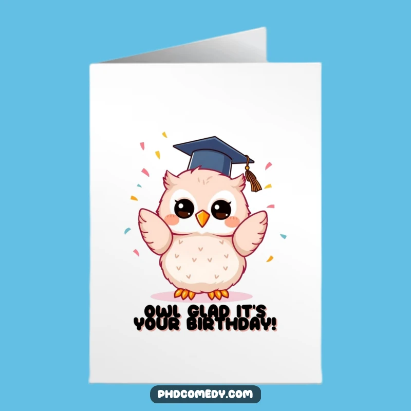 Free Printable Birthday Card: Kawaii Owl Confetti Fun, Funny Downloadable Gift