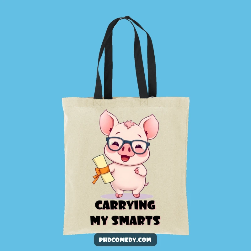 Funny Kawaii Piglet Diploma Tote Bag: Smart Storage Humor, Practical Funny Gift